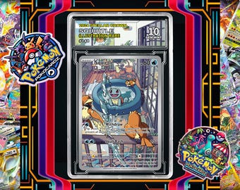 Squirtle · Stellar Crown (SCR) #148 Proxy Card + Grading Slab + Custom Label-(Full Holographic)