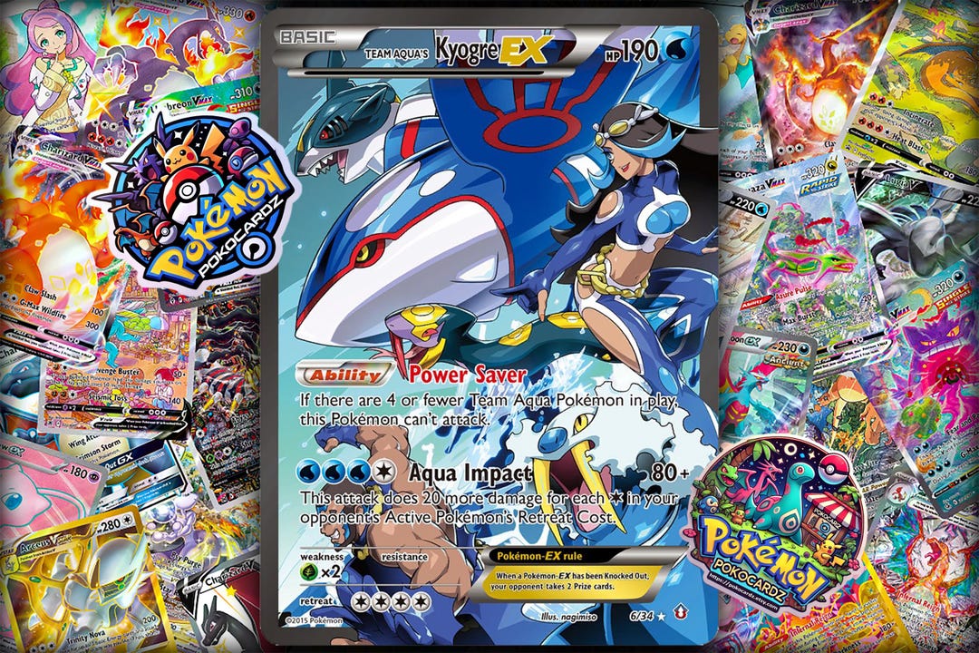 team aqua pokemon cards Aqua's Kyogre EX #6 EXTENDED ART you cant play this card.) Draw 3 cards Pokemon Double Cris Team Aqua's