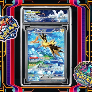 Zapdos ex · 151 (MEW) #202 Proxy Card + Grading Slab + Custom Label-(Full Holographic)