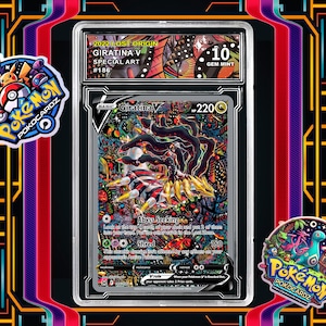 Giratina V · Lost Origin (LOR) #186 Proxy Karte + Grading Slab + Individuelles Label (voll holographisch)