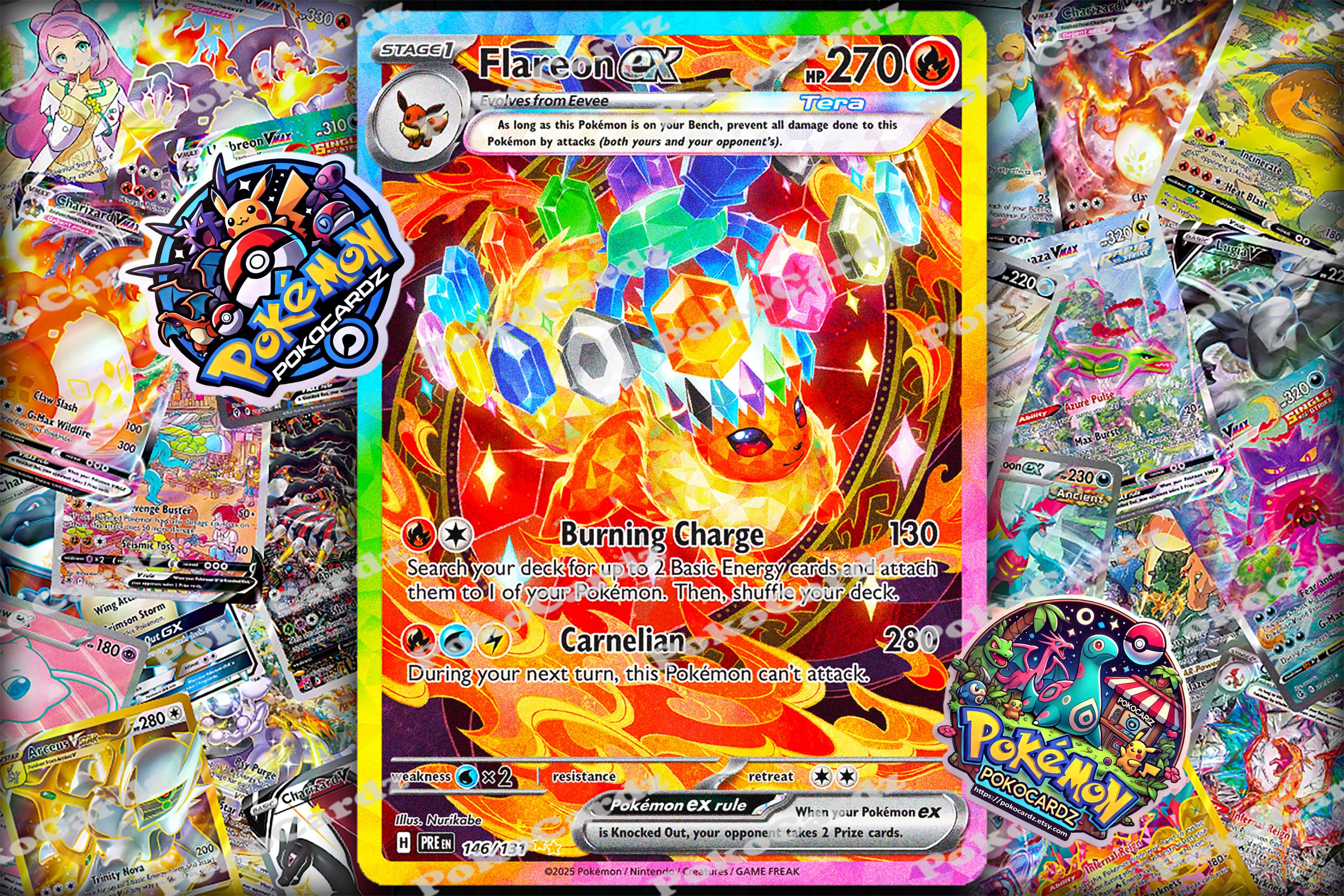 Flareon Ex · Prismatic Evolutions (PRE) #146 Proxy Card - Etsy