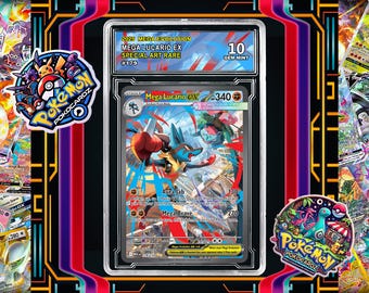 Mega Lucario ex · Mega Evolution (MEG) #179 Karta proxy + Tabliczka klasyfikacyjna + Etykieta niestandardowa-(Pełna holograficzna)