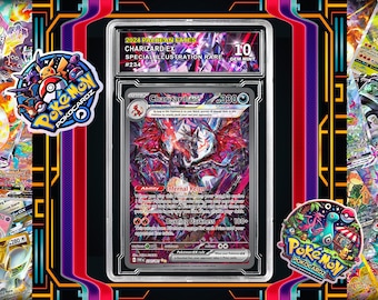 Tarjeta proxy Charizard ex · Paldean Fates (PAF) n.° 234 + placa de clasificación + etiqueta personalizada (holográfica completa)