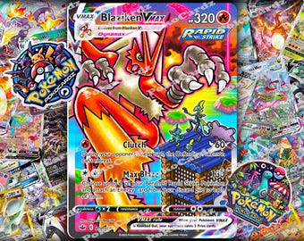 Custom Jumbo Blaziken VMAX Alt Art Diamonds Holo 201/198 SWSH