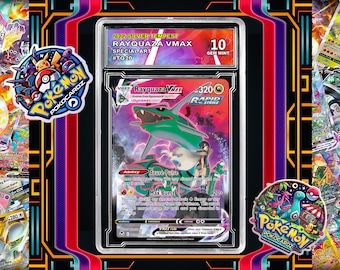 Rayquaza VMAX · Silver Tempest (SIT) #TG20 Proxy Card + Grading Slab + Custom Label-(Full Holographic)