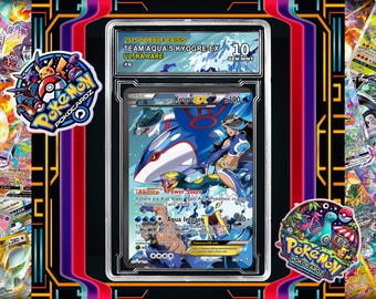 Team Aqua’s Kyogre-EX · Double Crisis (DCR) #6 Proxy Card + Grading Slab + Custom Label-(Full Holographic)