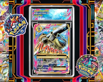 M Blastoise-EX · Evolutions (EVO) #102 Proxy Card + Calcing Slab + Custom Label-(Full Holographic)