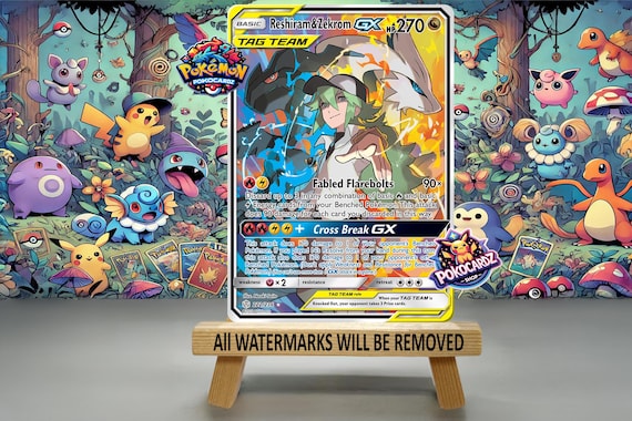 Reshiram & Zekrom-gx · Cosmic Eclipse (CEC) #222 Proxy Card - Etsy