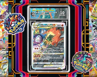 Charizard VSTAR · Sword & Shield Promos #SWSH262 Proxy Card + Grading Slab + Custom Label-(Full Holographic)