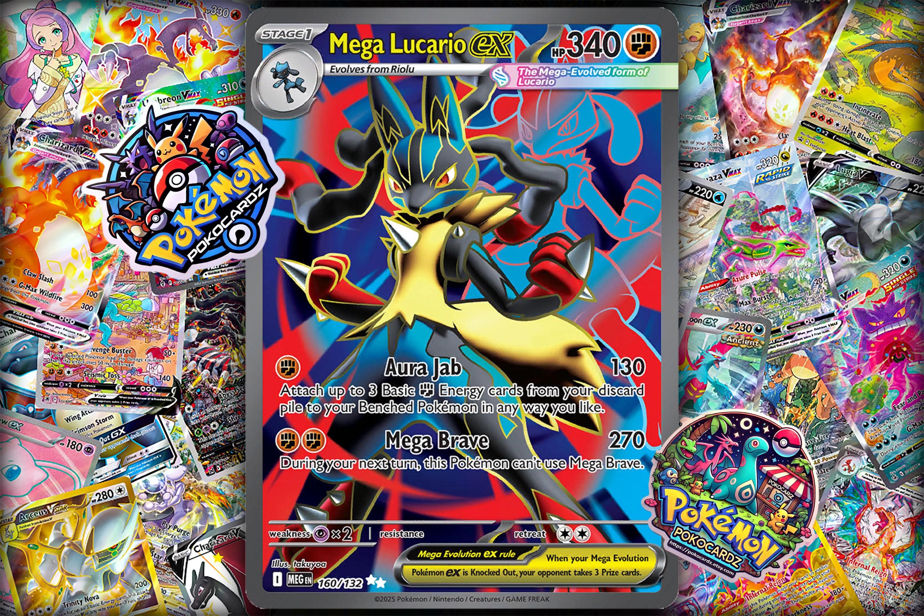 Mega Lucario Ex Mega Evolution (MEG) #160 Custom Card - Etsy Mega Lucario Ex Mega Evolution (MEG) #160 Custom Card - Etsy