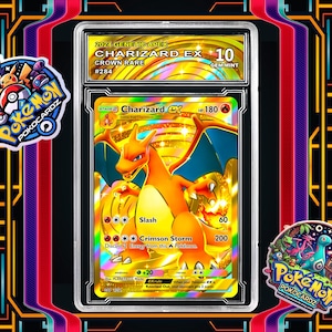 Charizard ex #284 - Genetic Apex Proxy Card + Grading Slab + Custom Label-(Full Holographic)