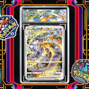 Mewtwo VSTAR · Crown Zenith (CRZ) #GG44 Cartão de Proxy + Placa de Classificação + Etiqueta Personalizada (Holográfica Completa)