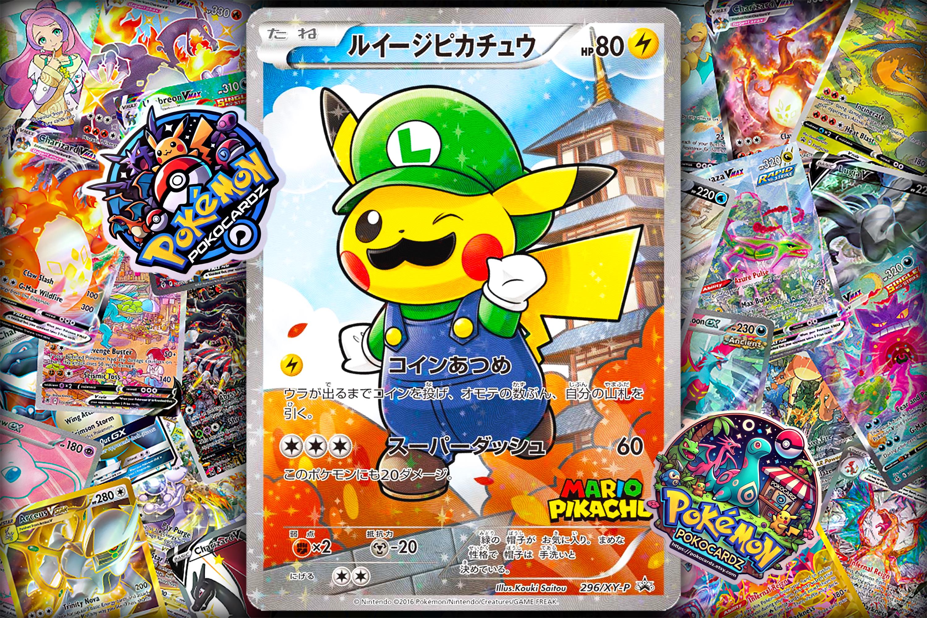 Mario Pikachu - XY Promo #296 (luigi) - Proxy Card - Etsy