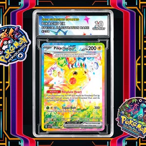 Pikachu ex · Surging Sparks (SSP) #238 Proxy Card + Grading Slab + Custom Label-(Full Holographic)