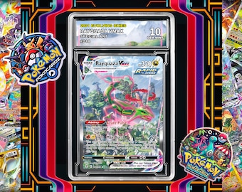 Rayquaza VMAX · Evolving Skies (EVS) #218 Proxy Card + Grading Slab + Custom Label-(Full Holographic)