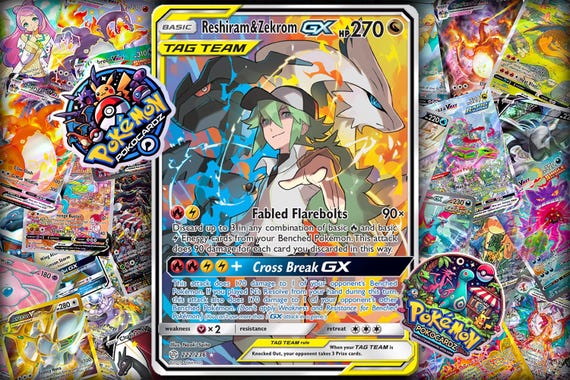 Reshiram & Zekrom-gx · Cosmic Eclipse (CEC) #222 Proxy Card - Etsy