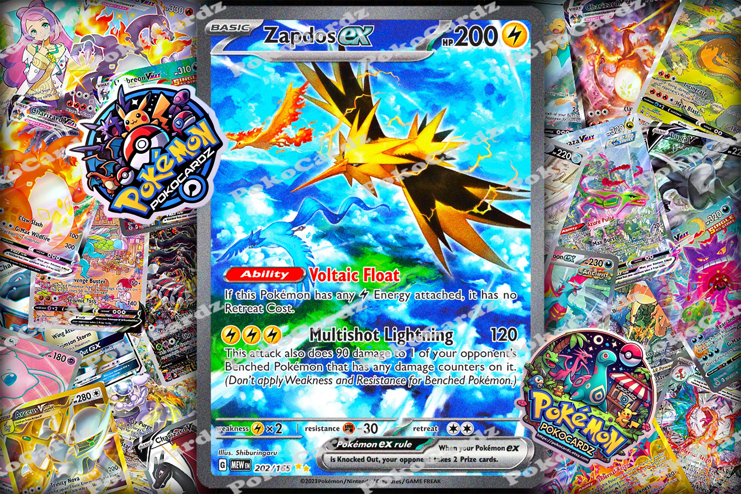 Zapdos Ex · 151 (MEW) #202 Proxy Card - Etsy