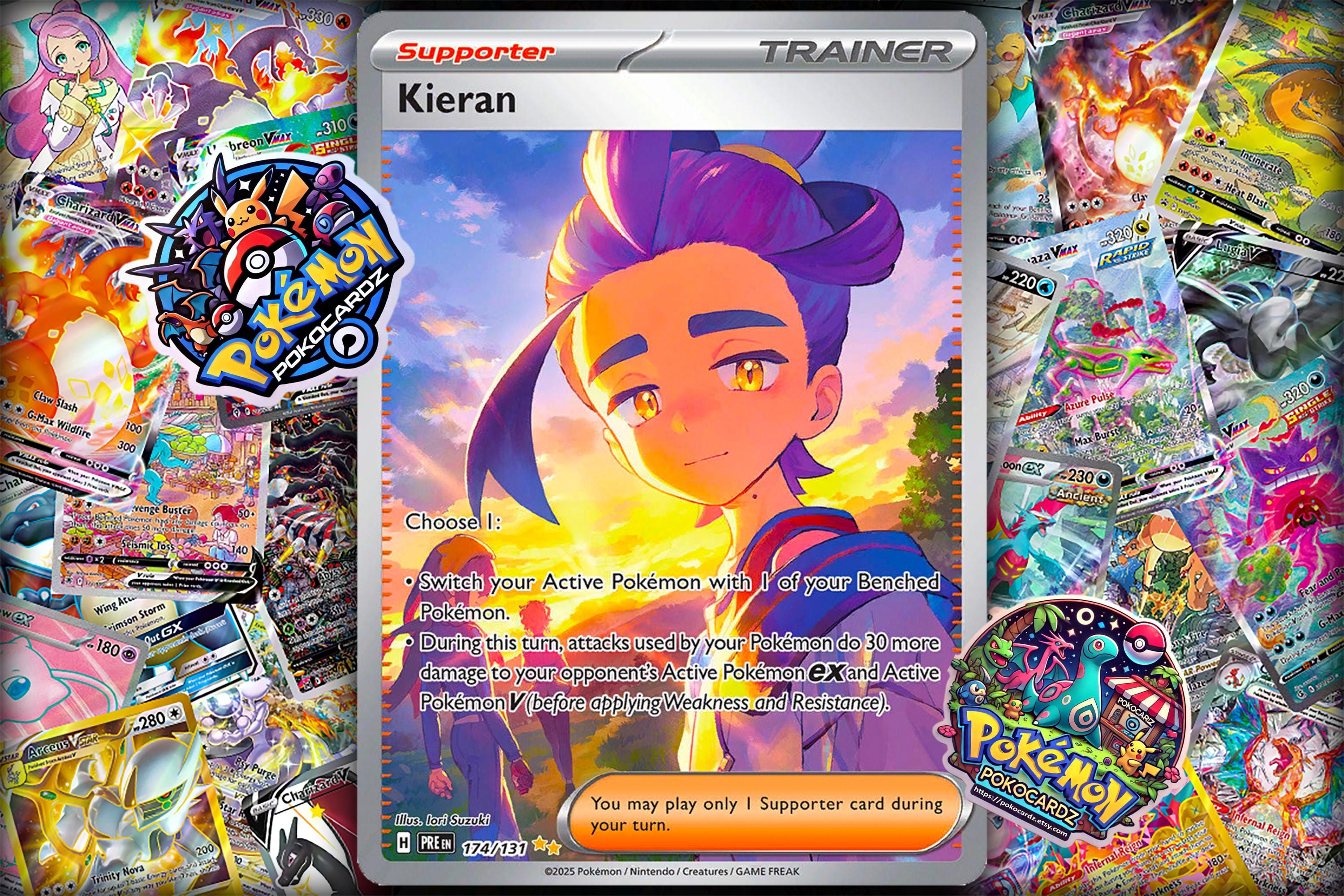 kieran pokemon card price Pokemon Prismatic Evolutions Kieran SIR #174/131 – Grail Collectibles AZ main image 1