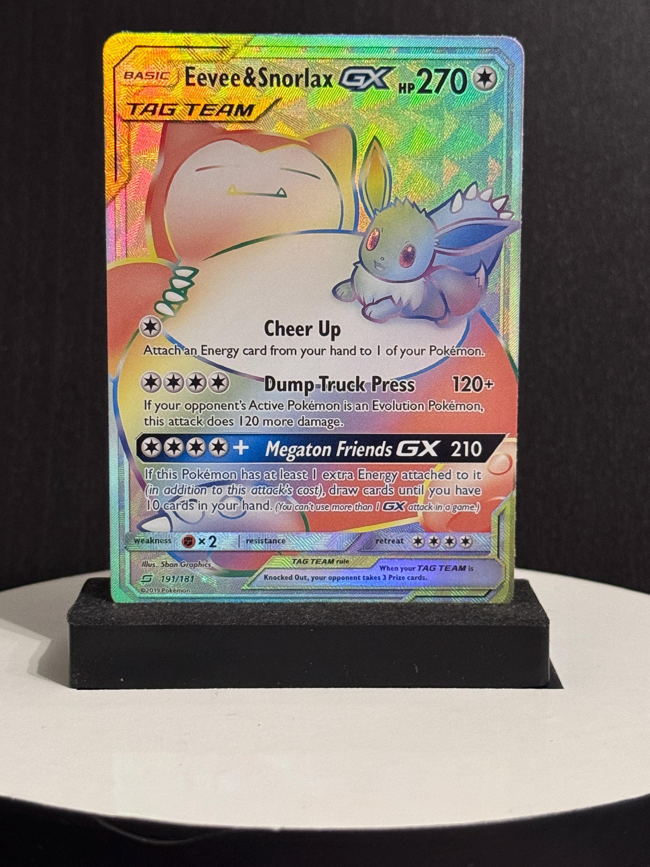 Textured  Eevee & Snorlax-gx  Team up (TEU) #191 Custom Card - Etsy  Denmark