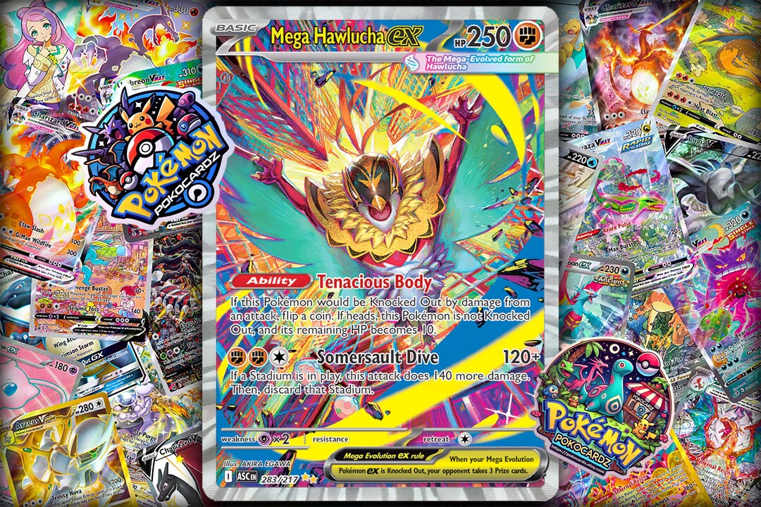 hawlucha ex pokemon card value ACE 10 - Mega - 283/217 - Ascended Heroes [Fighting] Radiant Hawlucha - SWSH10: Astral