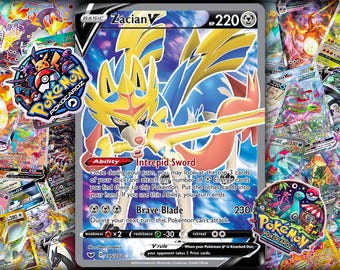 Pokemon Gold Foil Zamazenta V HP230 Fan Art Card - Etsy Pokemon Gold Foil Zamazenta V HP230 Fan Art Card - Etsy