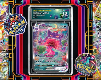 Gengar VMAX · Fusion Strike (FST) #271 Proxy Card + Grading Slab +