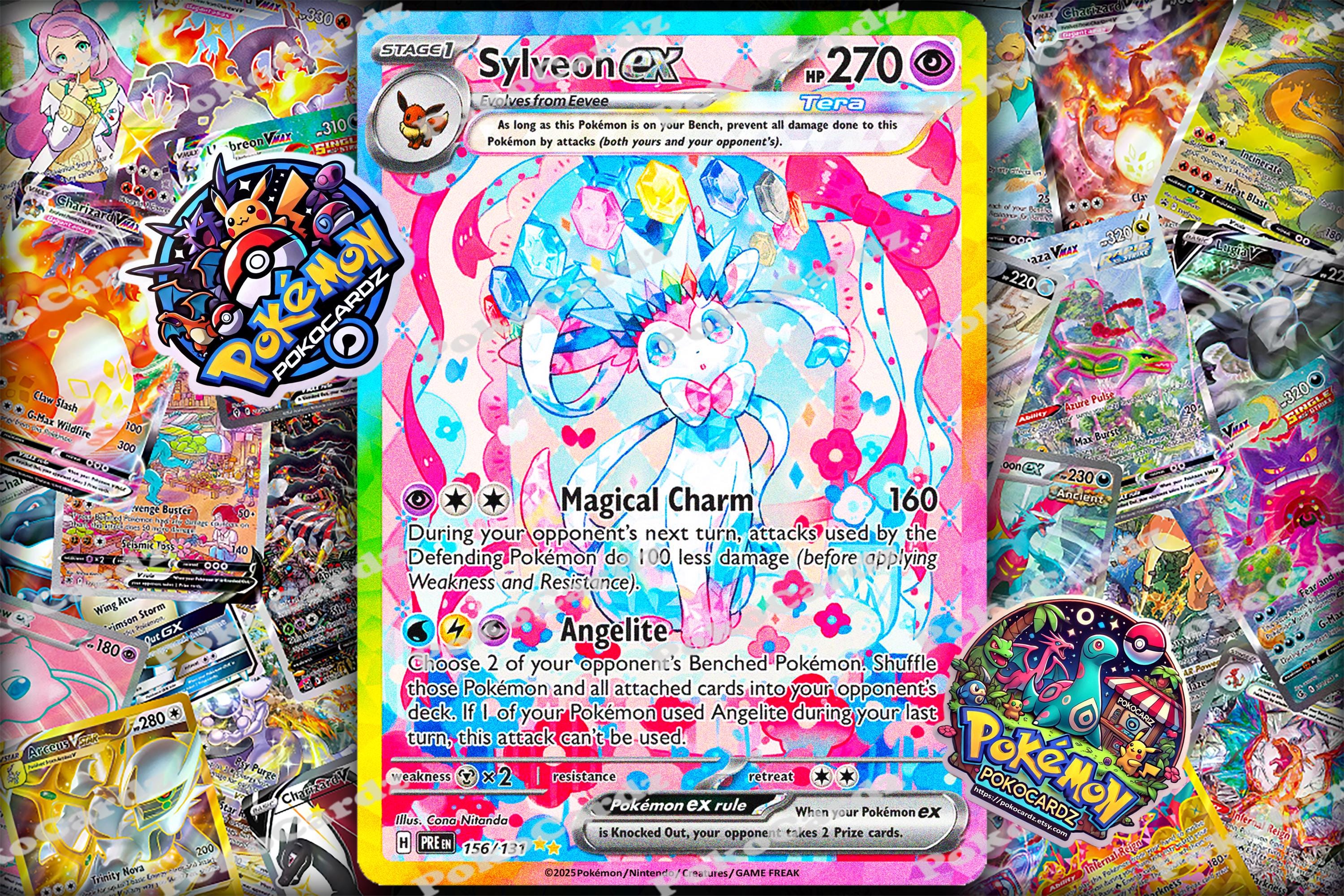 Sylveon Ex · Prismatic Evolutions (PRE) #156 Proxy Card + Grading Slab +  Custom Label-(full Holographic) - Etsy, image size:3000x2000