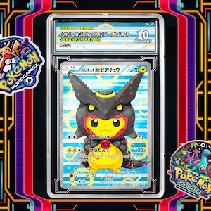 Poncho-wearing Pikachu - XY-P Promo 231 Proxy Card + Grading Slab + Custom Label-(Full Holographic)