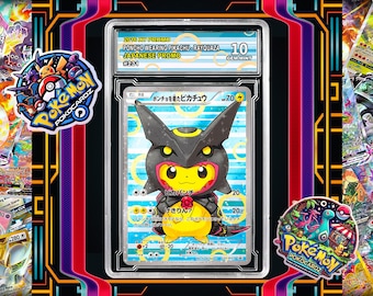 Poncho-wearing Pikachu - XY-P Promo 231 Proxy Card + Grading Slab + Custom Label-(Full Holographic)