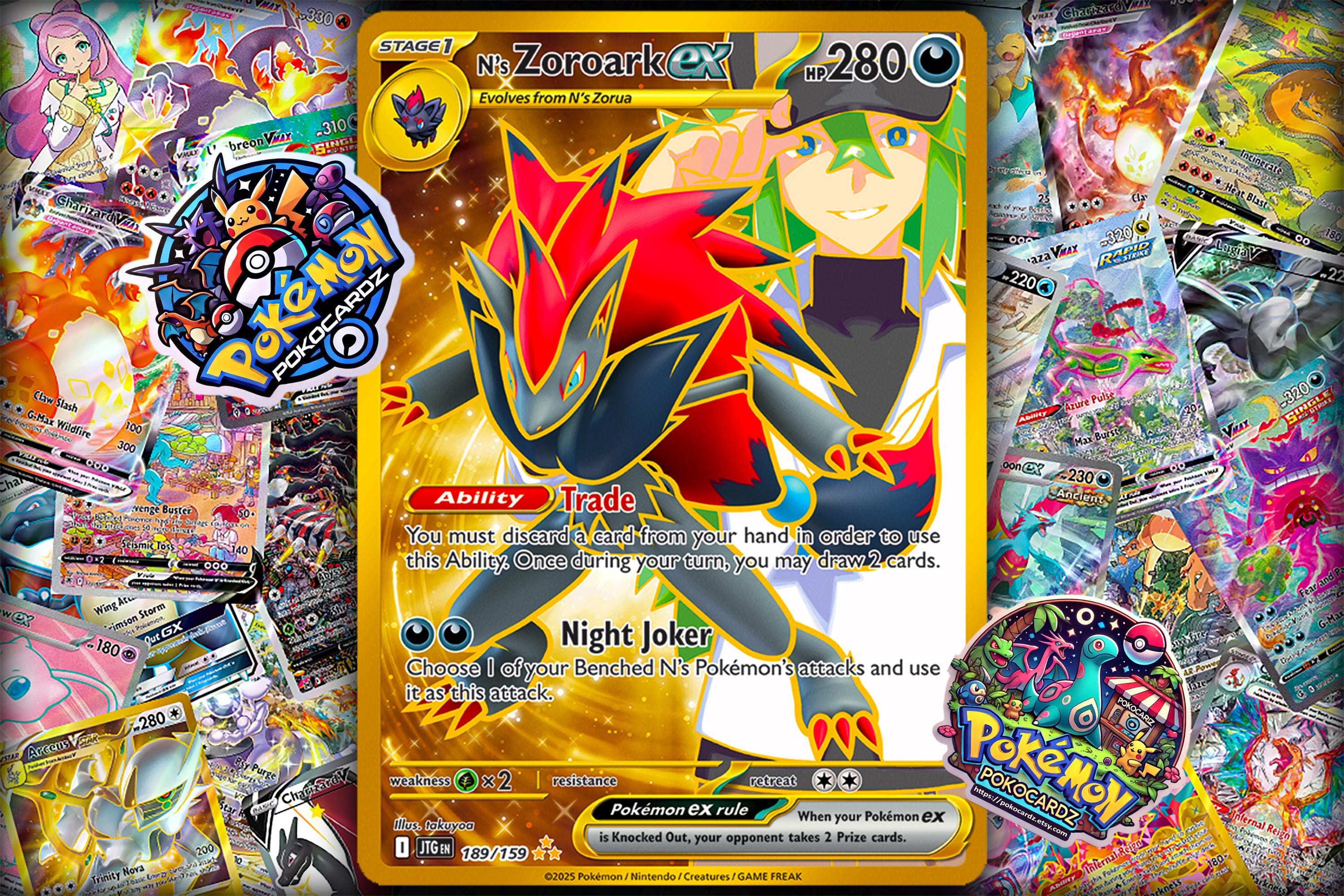 N's Zoroark Ex - Journey Together Hyper Rare #189-proxy Card - Etsy