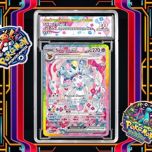 Sylveon ex · Prismatic Evolutions (PRE) #156 Proxy Card + Grading Slab + Custom Label-(Full Holographic)