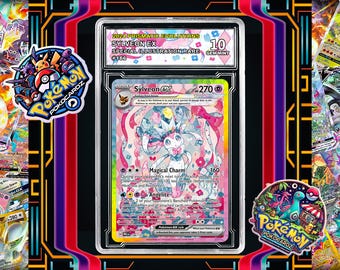 Sylveon ex · Prismatic Evolutions (PRE) #156 Carta proxy + Bolla di valutazione + Etichetta personalizzata (Olografica completa)