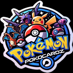 May include: A colorful Pokemon logo with the text "POKOCARDZ" and various Pokemon characters including Pikachu, Charizard, and a Pokeball.