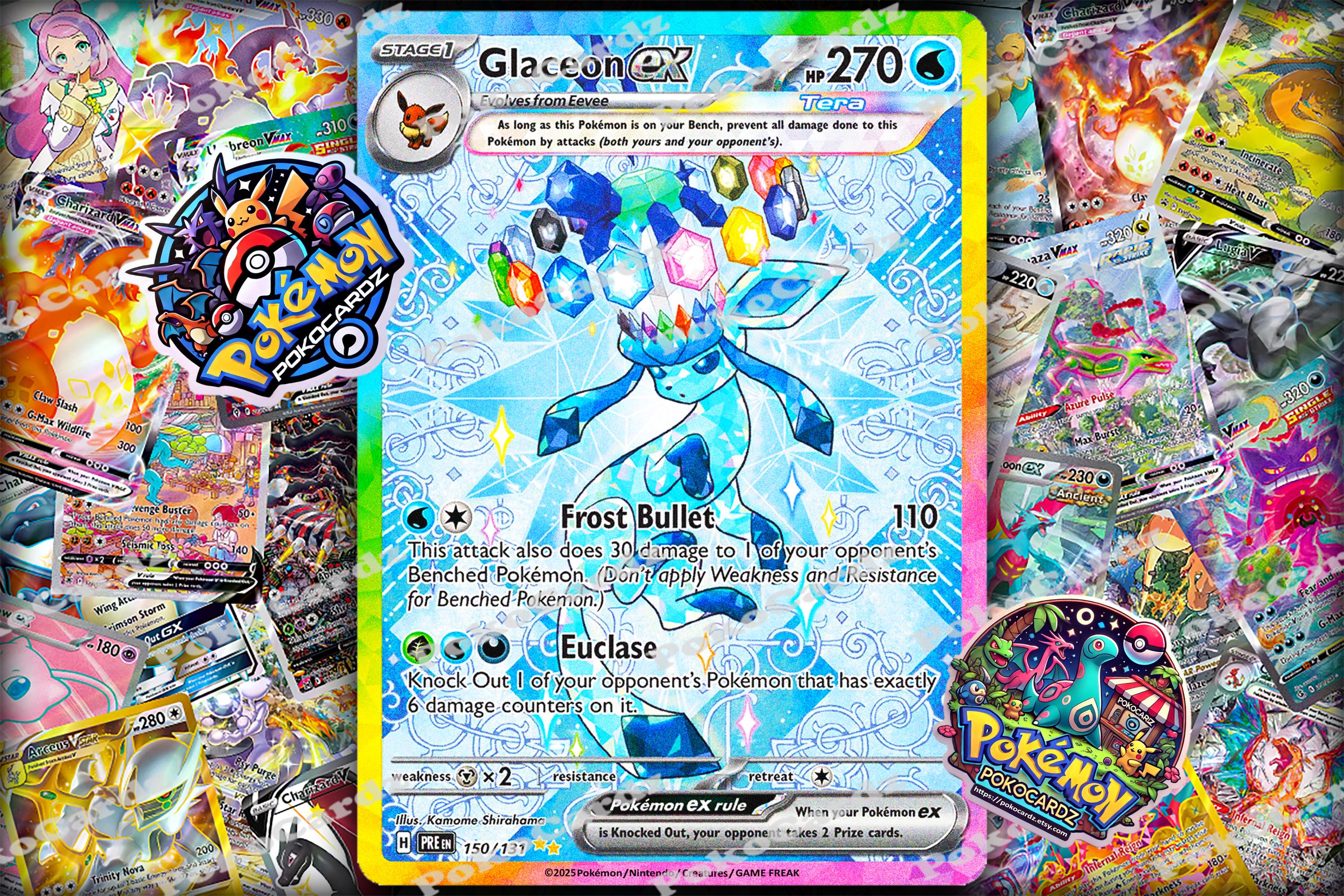 Glaceon Ex · Prismatic Evolutions (PRE) #150 Proxy Card - Etsy