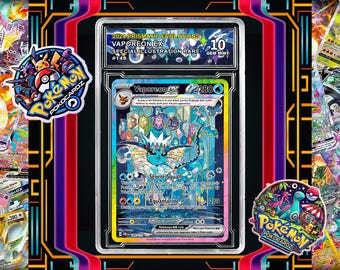 Vaporeon ex · Prismatic Evolutions (PRE) #149 Karta proxy + Płyta klasyfikacyjna + Etykieta niestandardowa-(w pełni holograficzna)