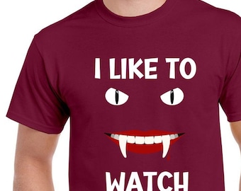 Voyeur the Vampire Unisex Heavy Cotton T-Shirt, Vampire Shirt Costume, Funny kinky scary Halloween shirt costume, Swinger Halloween attire
