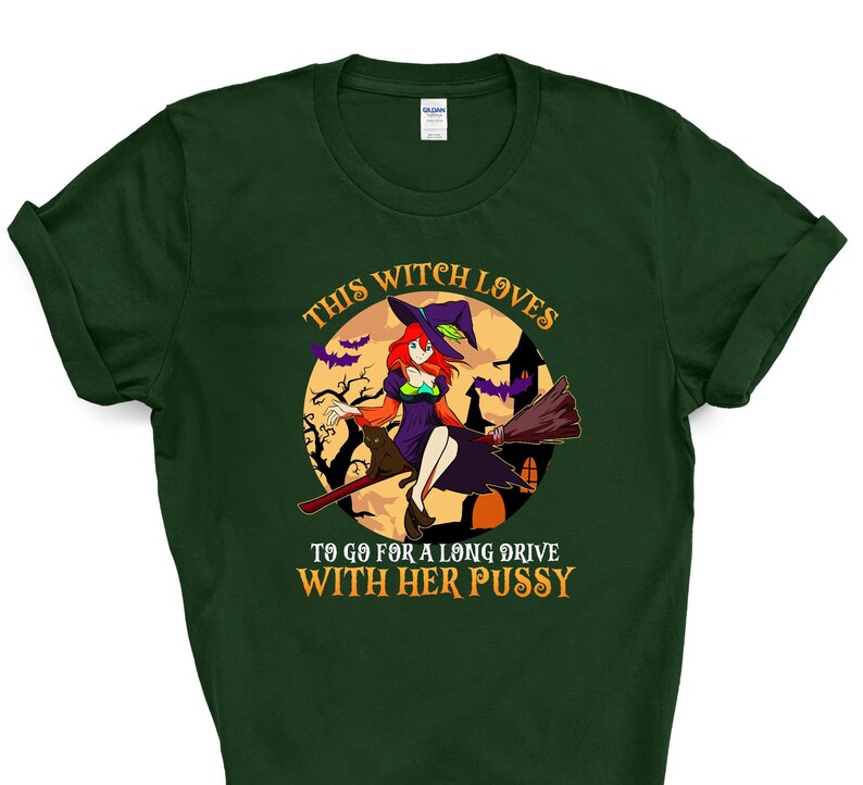 Naughty Witch Halloween Cotton T-Shirt, Sexy Party Tee image 4