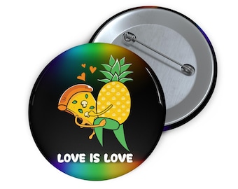 Adorable Pride Month Pin Buttons, Sexy Swinger Ally Accessory, Naughty Love is Love Pride Gift, Clever Pineapple Pizza Lover Toy Bag Pin