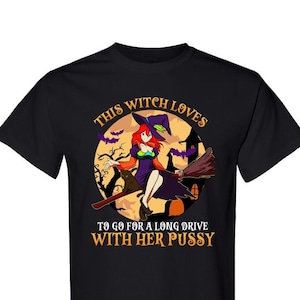Naughty Witch Halloween Cotton T-Shirt, Sexy Party Tee image 5