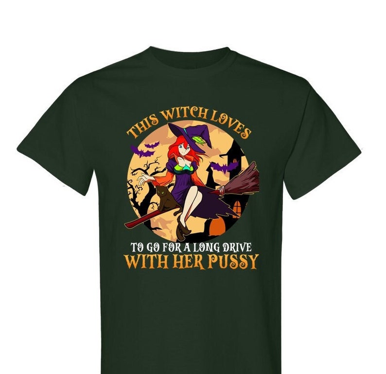 Naughty Witch Halloween Cotton T-Shirt, Sexy Party Tee image 6