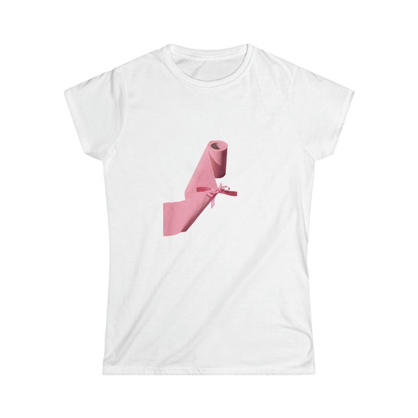 Coqueta rosa cinta arco papel higiénico bebé camiseta estilo camiseta / estética divertida / diseño retro vintage / balletcore