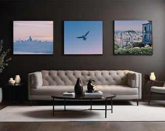 San Francisco Set mit 3 digitalen Dateien | Golden Gate, San Francisco Skyline, Vogel | San Francisco Vintage | Stadtansicht | Stadtsilhouette