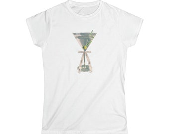Martini-Oliven-Shirt mit Vintage-Luxusband, Bild, digitaler Grafik, Baby-T-Shirt-Stil | Retro | Vintage-Stil | Olivenästhetik | Kokette