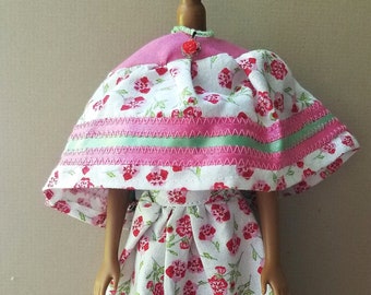 Roses inspired Skirt, Cape, and Necklace for 11.5 inch doll
