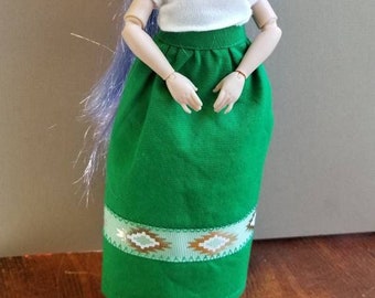Green Ribbon Skirt for 11 or 11.5 inch doll (skirt only)