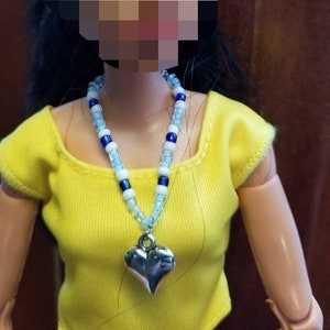 Silver heart necklace for 11.5 doll
