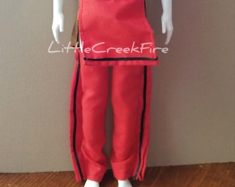 Red cloth breechclout and leggings for 12 inch doll or similar size action figure