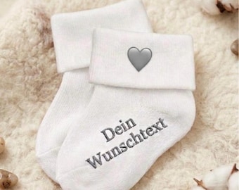 Baby Sökchen Socke personalisiert mit wunschtext Baby Geschenk ,Schwangerschaft, Geburtsgeschenk, Baby  bedruckt, handmade
