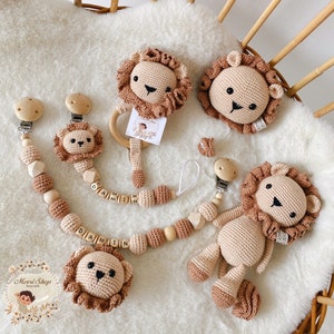Pacifier chain rattle stroller chain music box doll set lion