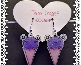 Light Weight Shrinky Dink Jewelery  - Taro Froggo Icecream